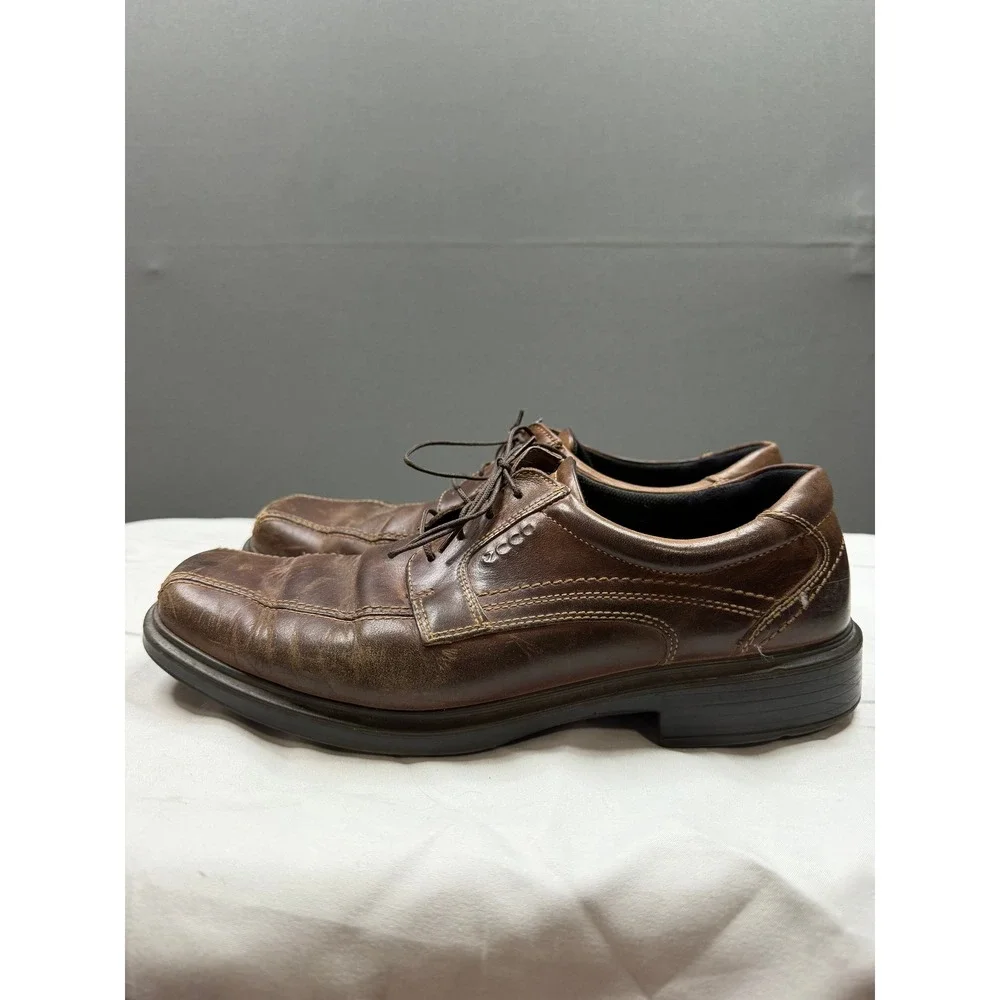 Ecco‎ Derby Shoes Mens Brown Leather Lace Up Square Toe Oxfords Size 44
